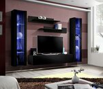 Wohnzimmer Wohnwand Lowboard Holz Wand Regale Design Schwarz Modern Set 5tlg