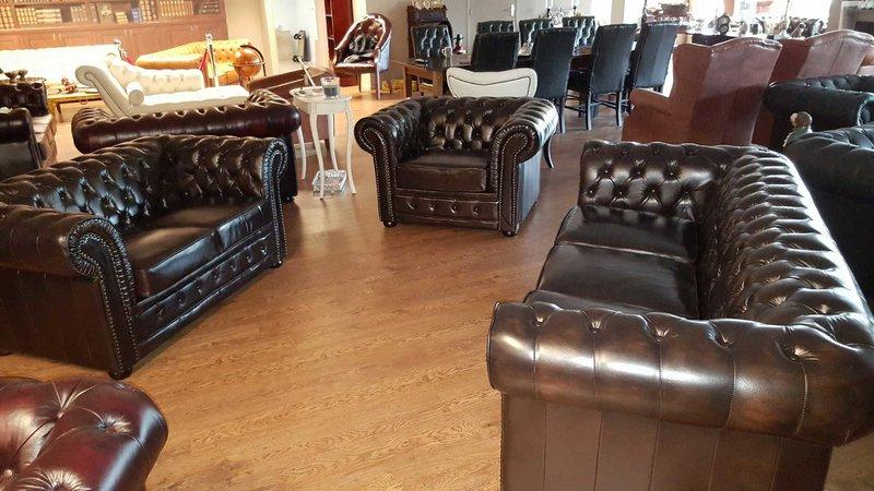 Klassische Ledersofa Chesterfield 3+2+1Sofagarnitur Sofa Couch 100% Leder Sofort