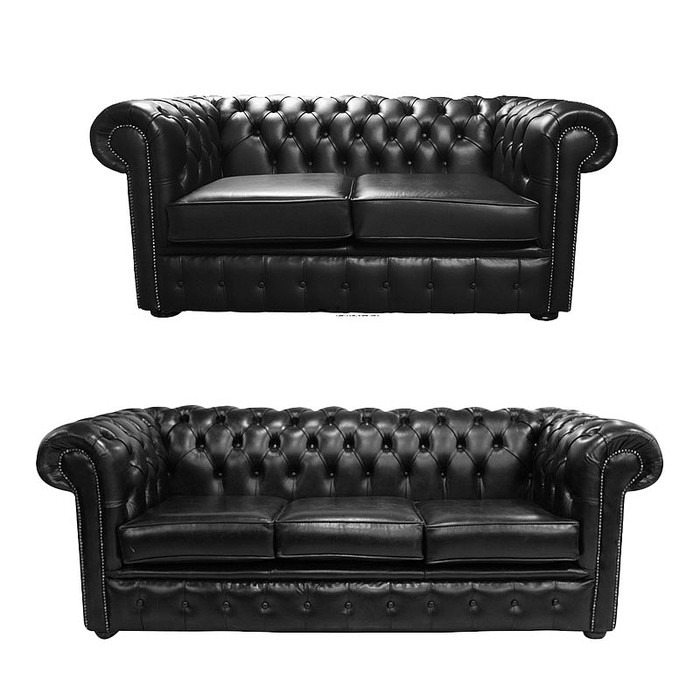 Chesterfield Sofagarnitur 3+2 Sitzer Couch Sofa Set Polster 100% Leder Sofort