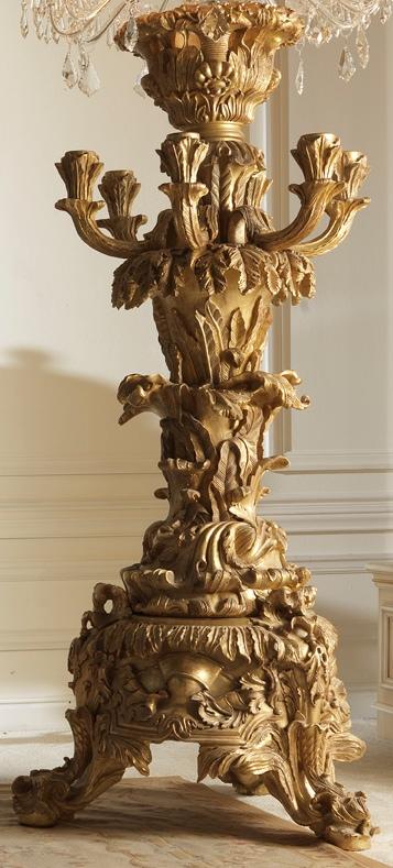 Wunderschöner vergoldeter Kerzenhalter Holz Antik Stil Italienische Einrichtung