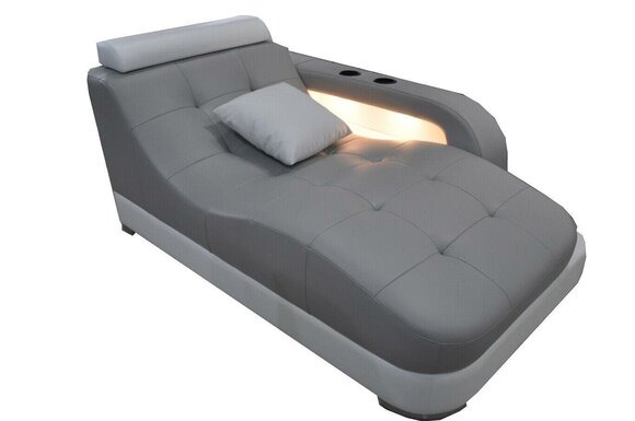 Designer Leder Chaiselongues + USB Ottomane Sofa Echtes Leder Relax Chaise LC001