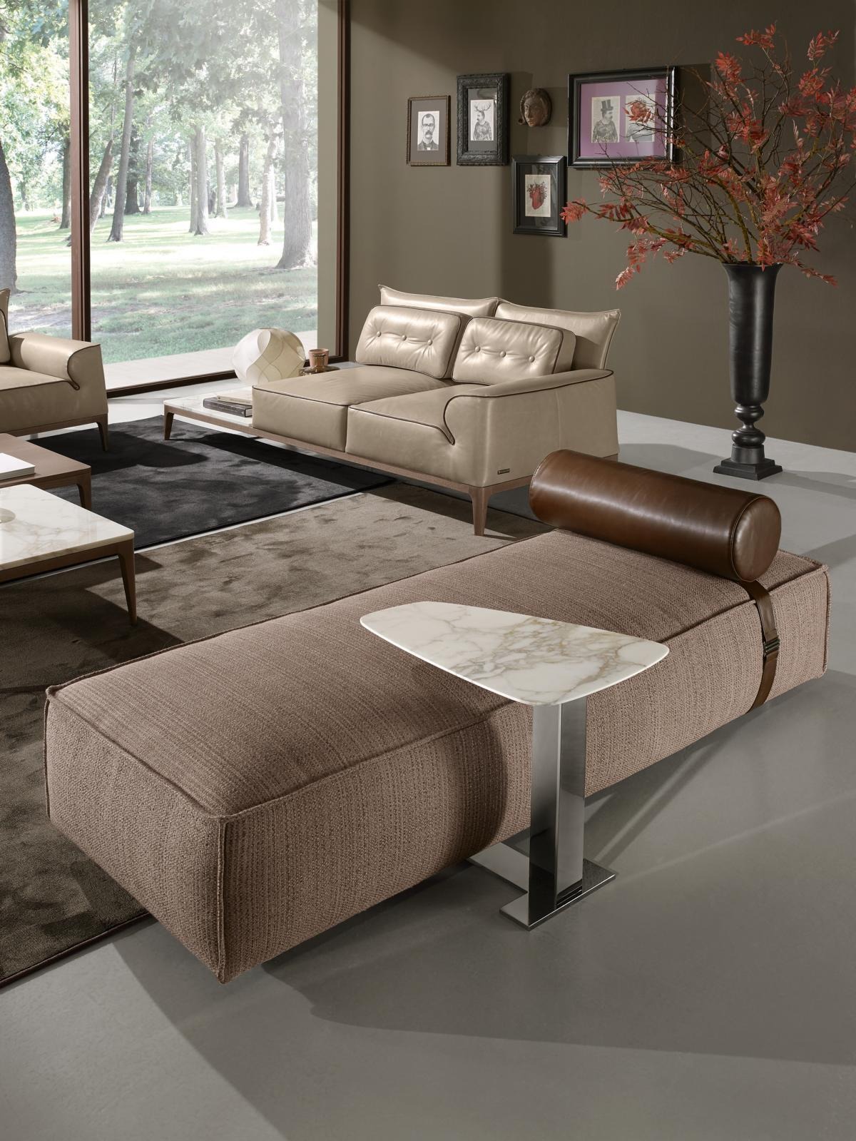 Luxus Chaiselongue Stoff Wohnzimmer Design Sofa Braun Möbel Couchen Prianera