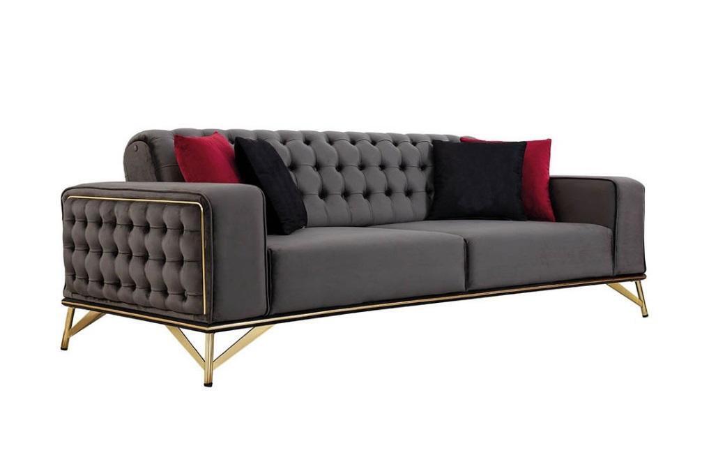 Designer Sofa 3 Sitzer Chesterfield Couch Polster Sofas Design Braun