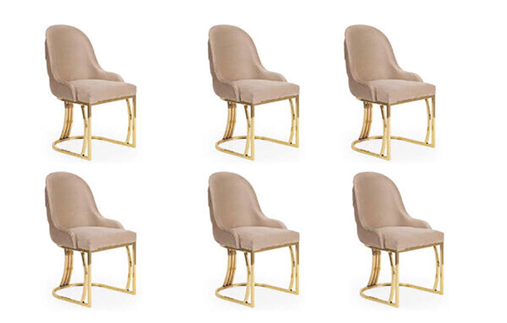 Set 6x Sessel Stuhl Design Metall Stoff Polster Stühle Esszimmer Textil Sofort