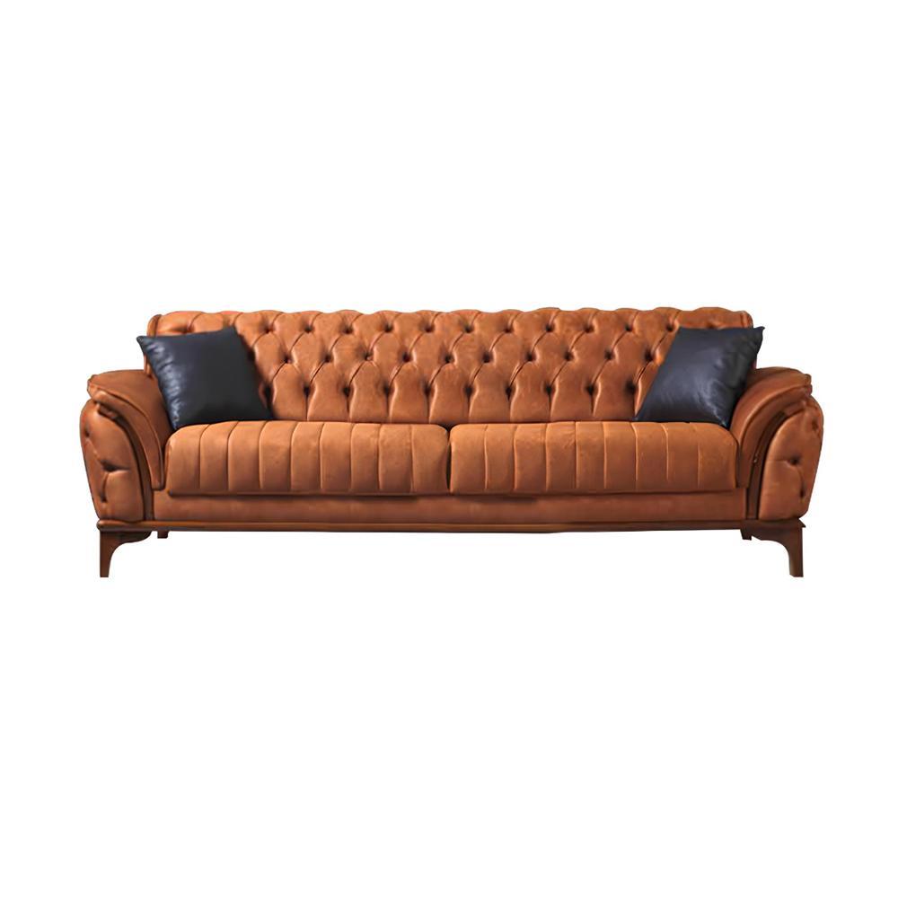 Oranger Chesterfield 3-Sitzer Wohnzimmer Luxus Sofa Moderne Edle Couch