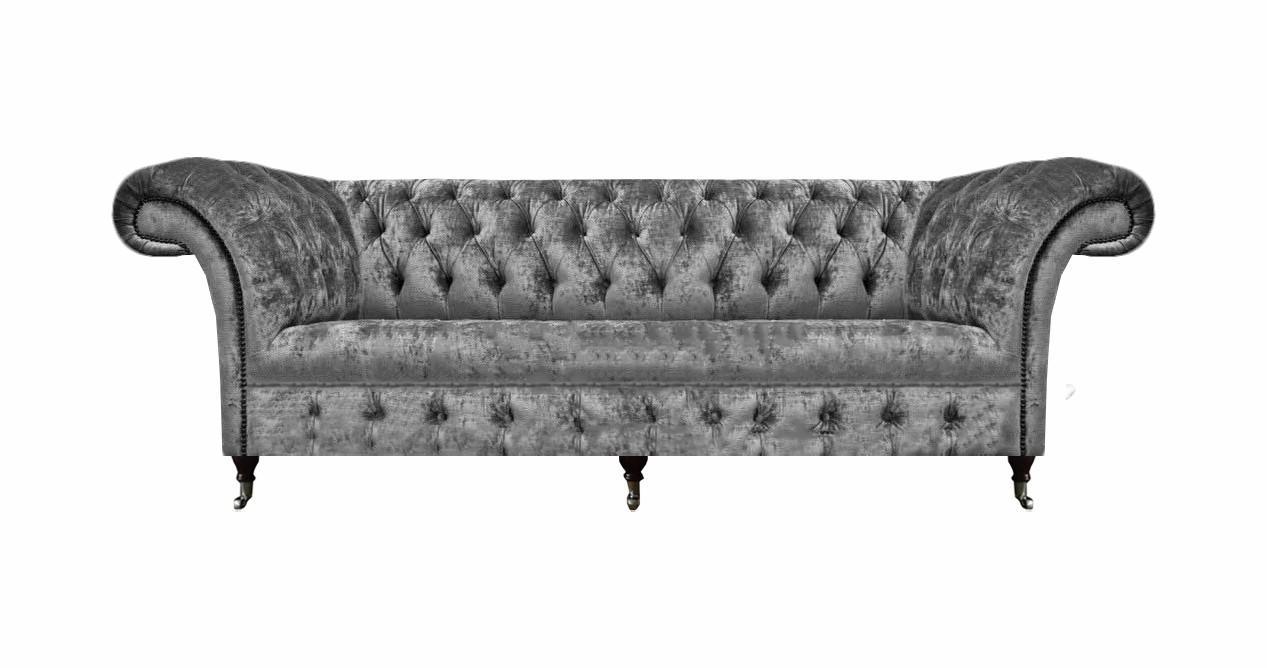 Sofa Dreisitze Couch Wohnzimmer Textil Stoff Modern Chesterfield Polstermöbel