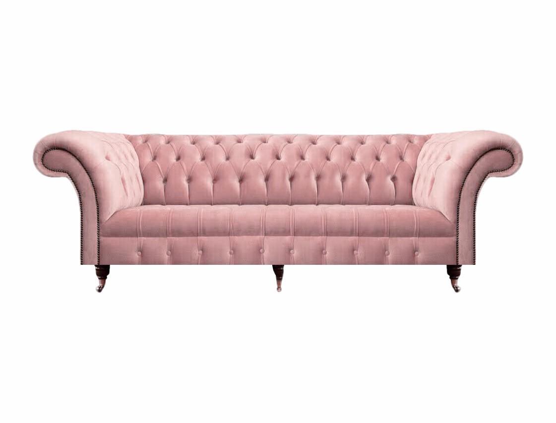 Polstermöbel Sofa Dreisitze Neu Textil Rosa Einrichtung Chesterfield Wohnzimmer