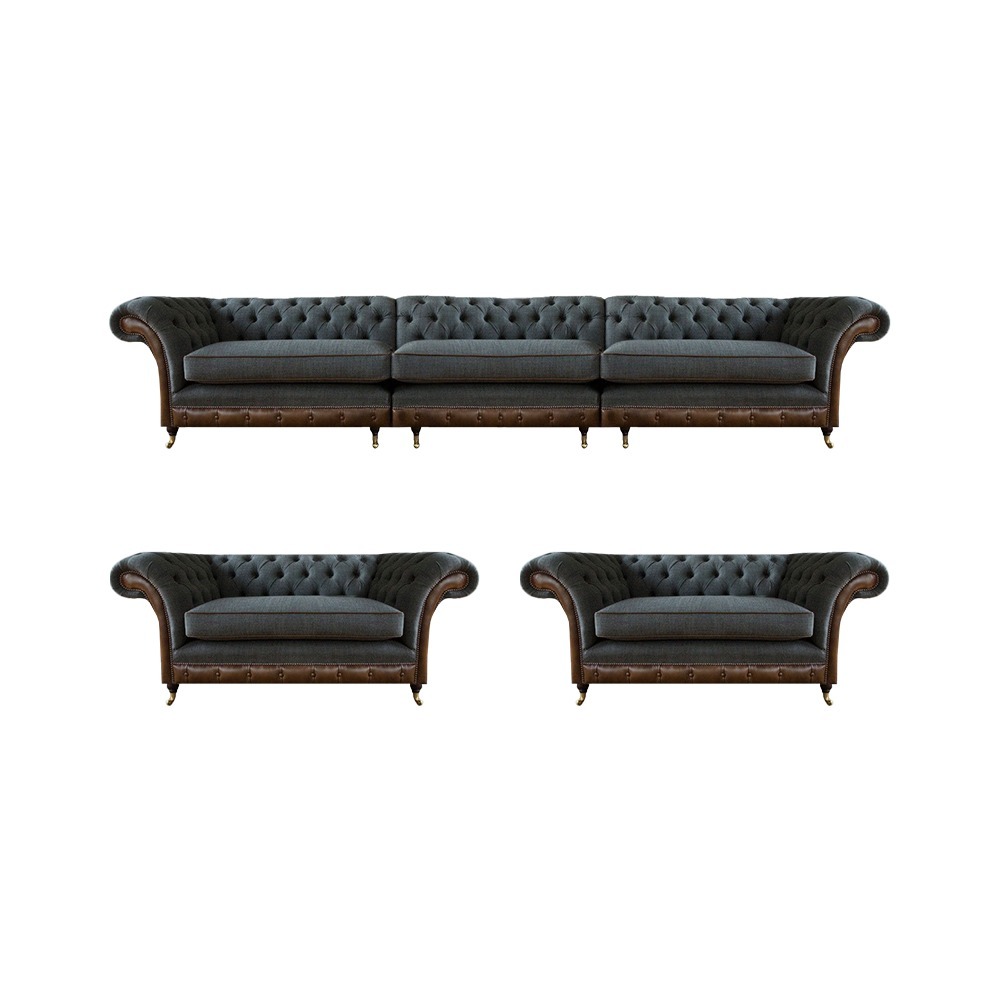 Grau-Braune Chesterfield Sofas Designer Sessel Polstercouch Edle Möbel