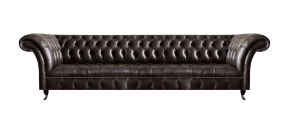 Exklusive Braune Chesterfield Ledercouch 4-Sitzer Wohnzimmer Möbel Neu