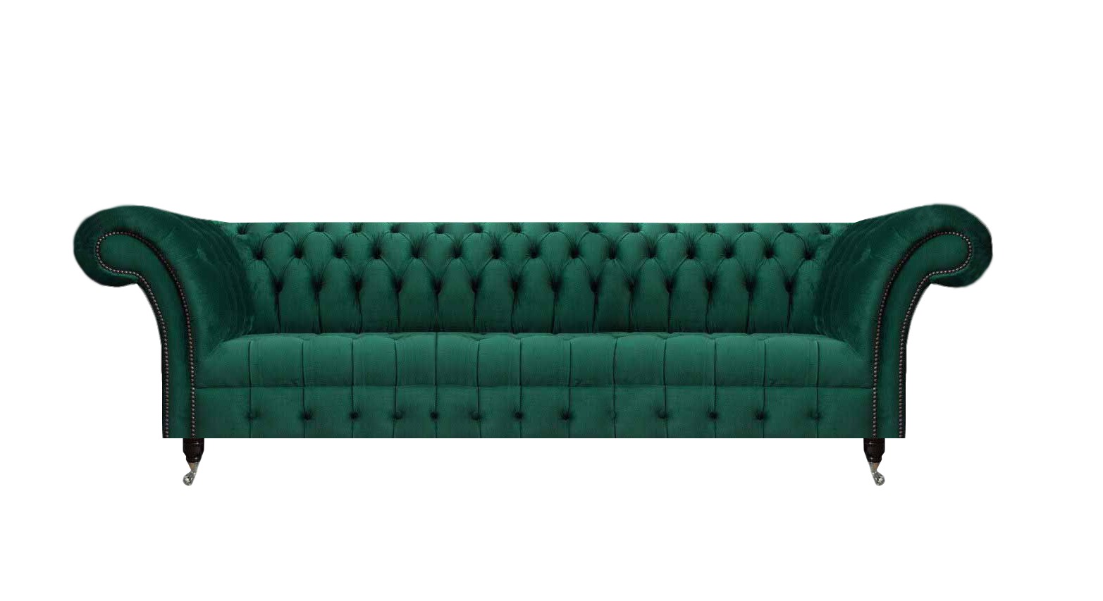 Dunkelgrüne Chesterfield Couch Stoffsofas Designer Viersitzer Edle Möbel