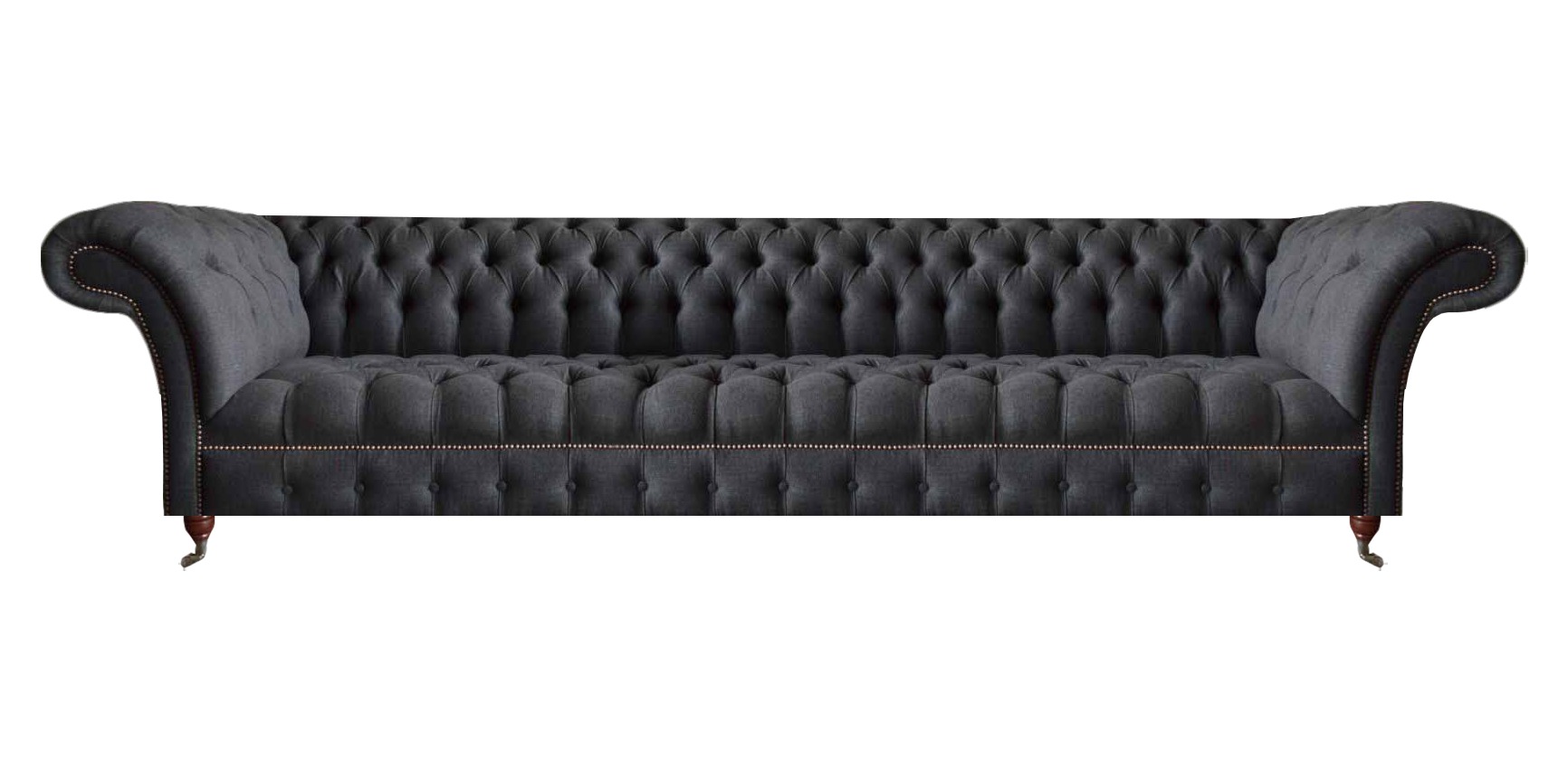 Schicke Schwarze Chesterfield Sitzmöbel Designer Textilcouch Viersitzer