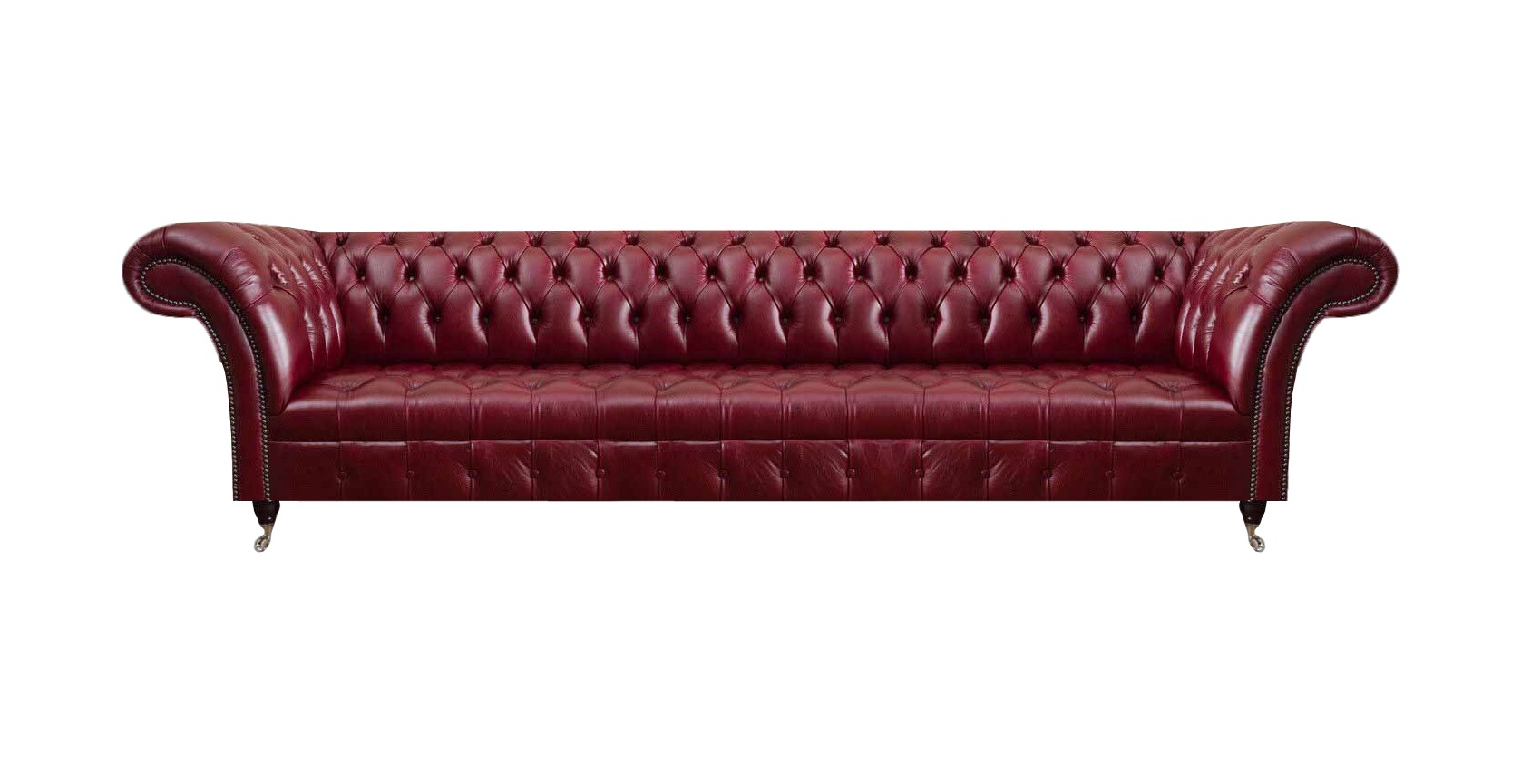 Chesterfield Rotes Ledersofa Wohnzimmer Viersitzer Moderne Sitzmöbel