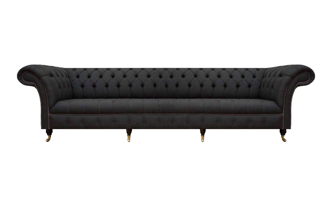 Schwarze Chesterfield Polstercouch Exklusive Wohnzimmer Couch 4-Sitzer