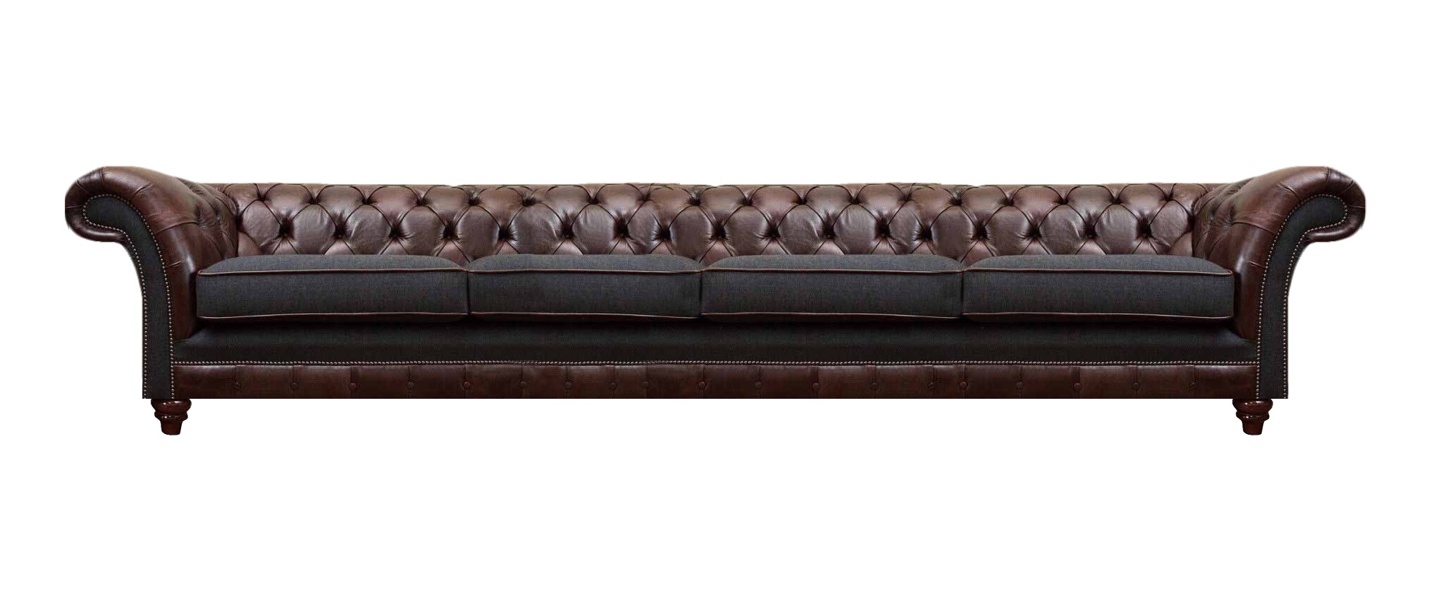 Braune Chesterfield Ledercouch Designer Viersitzer Wohnzimmer Edle Sofas