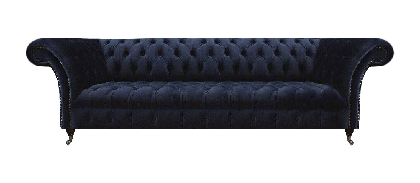 Dunkelblaue Chesterfield Polstermöbel Viersitzer Couch Designer Möbel