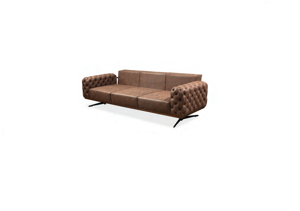 Brauner Chesterfield Viersitzer Designer Wohnzimmer Polster Liegesofa