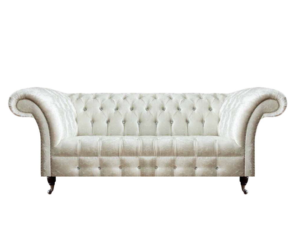 Luxus Weiße Chesterfield Polstercouch Designer 3-Sitzer Sofa Sitzmöbel