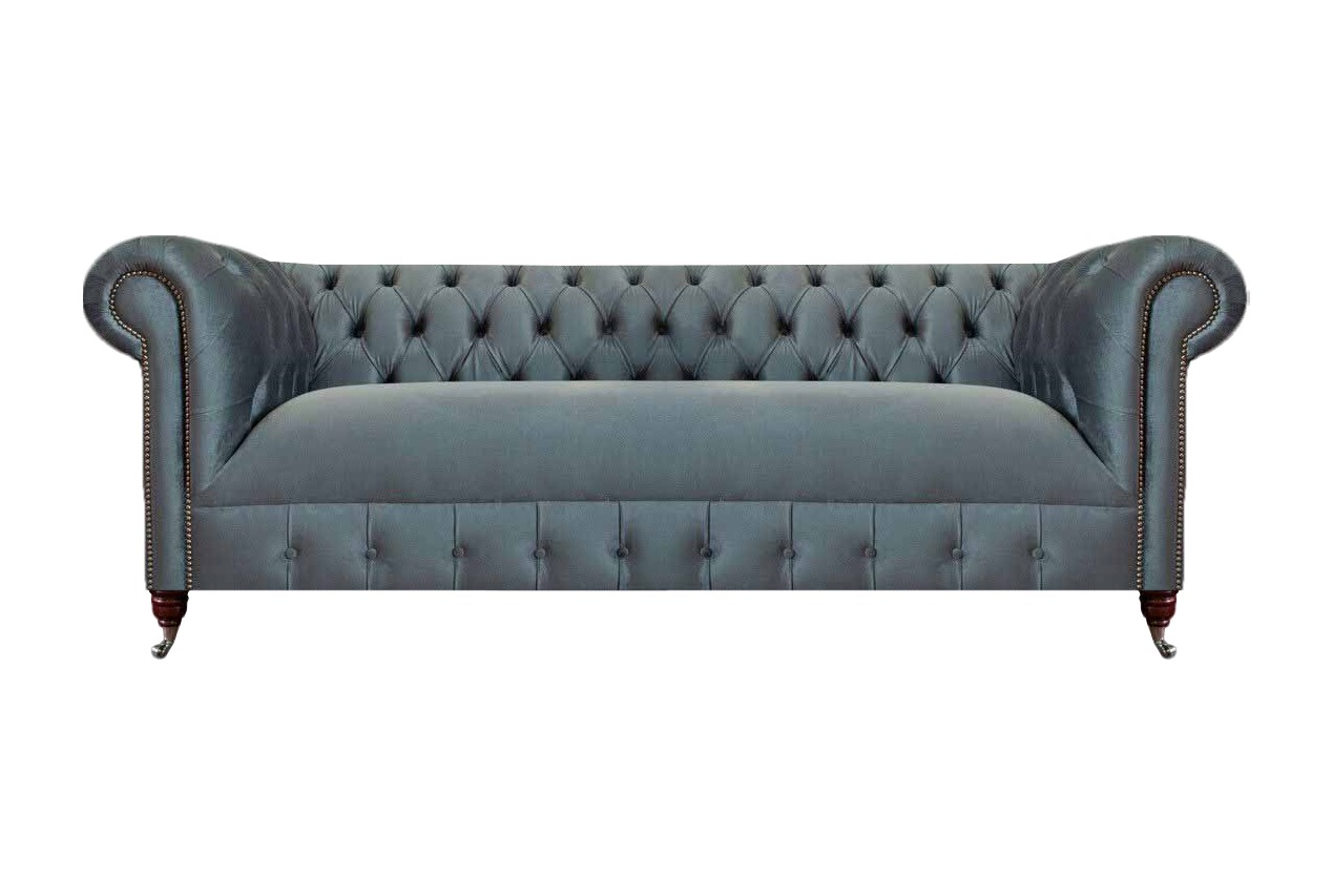 Graues Chesterfield Wohnzimmer Sofa Moderner Dreisitzer Sitzmöbel Couch