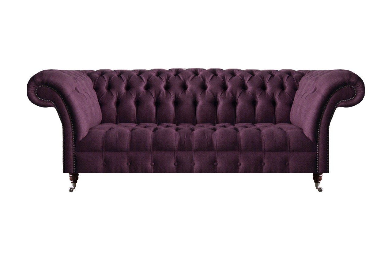 Designer Chesterfield Lila Stoffsofa Designer Couchen Luxus Dreisitzer