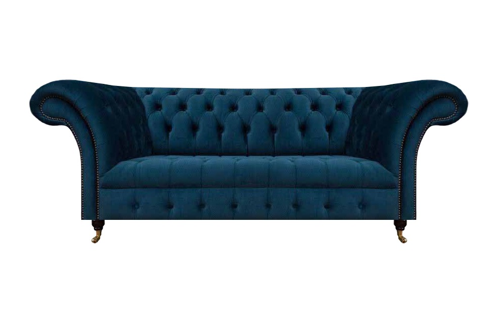 Chesterfield Blauer Polster Zweisitzer Designer Wohnzimmer Textilmöbel