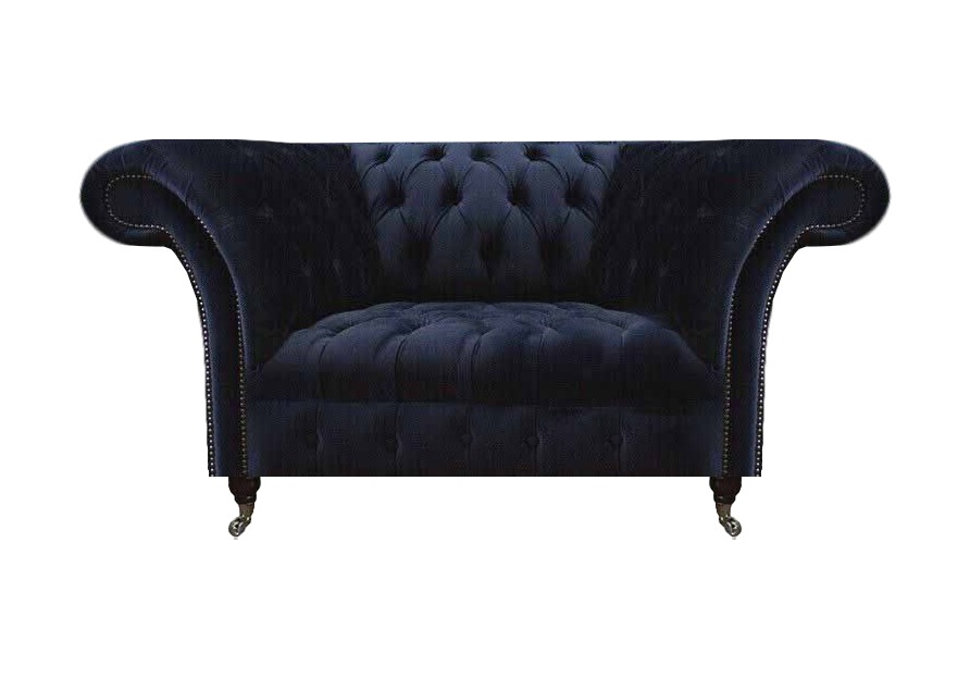 Designer Blauer Chesterfield Zweisitzer Textilcouchen Luxus Polstermöbel