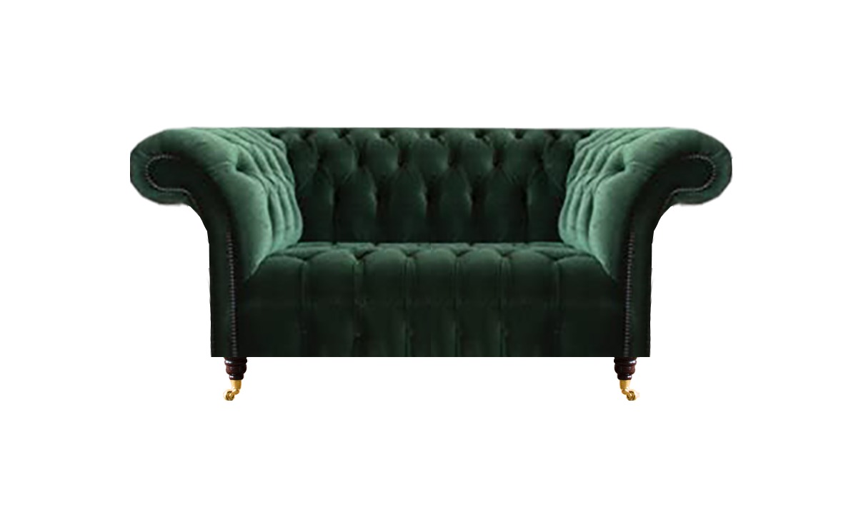 Grüner Chesterfield Textil Zweisitzer Wohnzimmer 2-Sitzer Polster Möbel