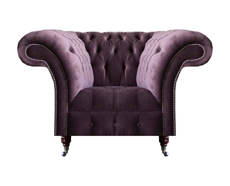 Luxuriöser Chesterfield Lila Sessel Wohnzimmer Einsitzer Moderne Möbel