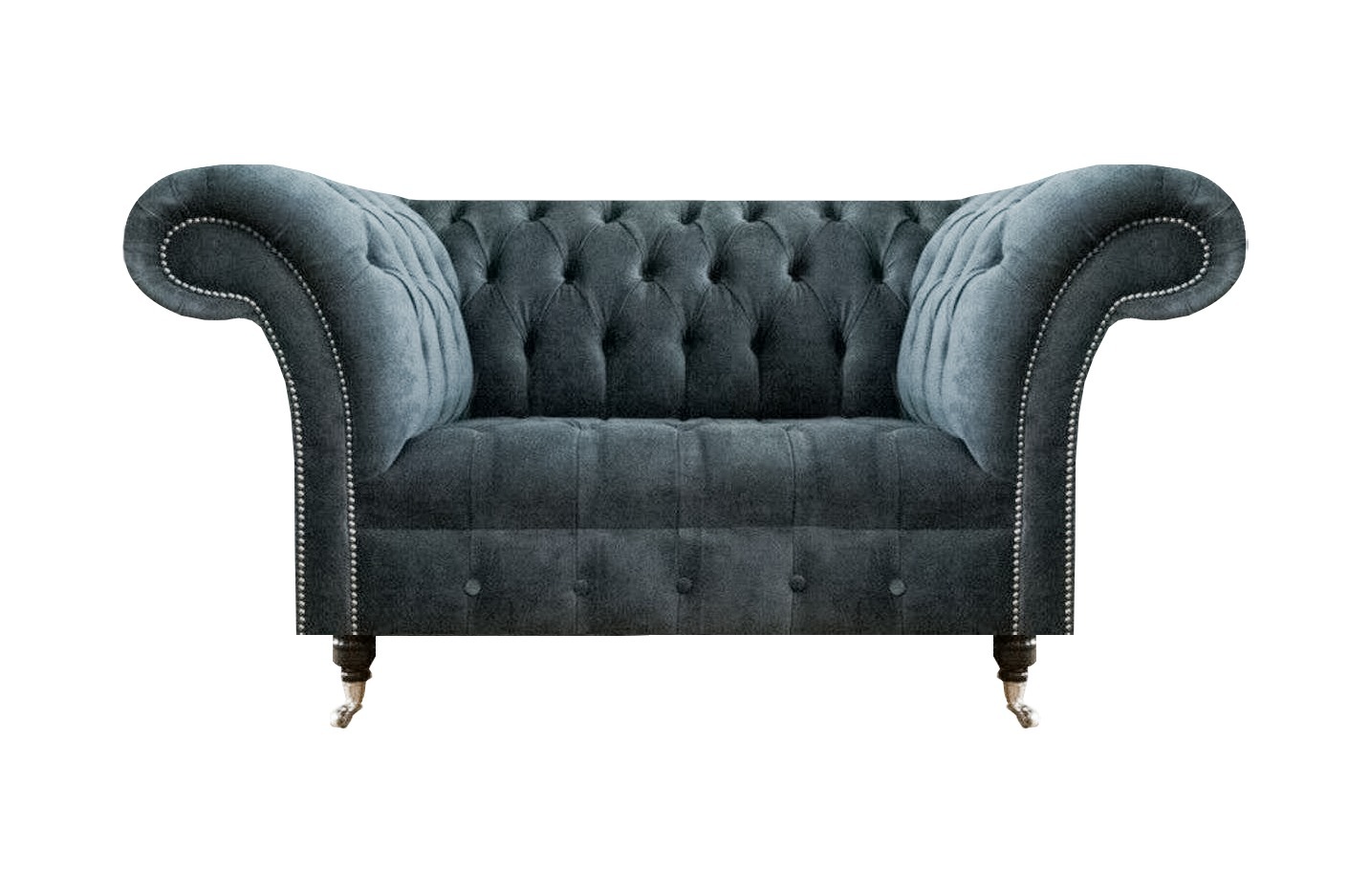 Graue Chesterfield Stoffcouch Designer Zweisitzer Wohnzimmer Polstersofa