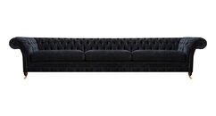 Schwarzer Chesterfield Dreisitzer Sofa Luxuriöse Wohnzimmer Couchen