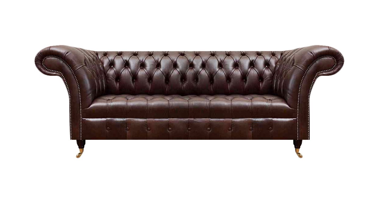 Braune Chesterfield Kunstleder Couch Designer Sitzsofa Wohnzimmer Möbel