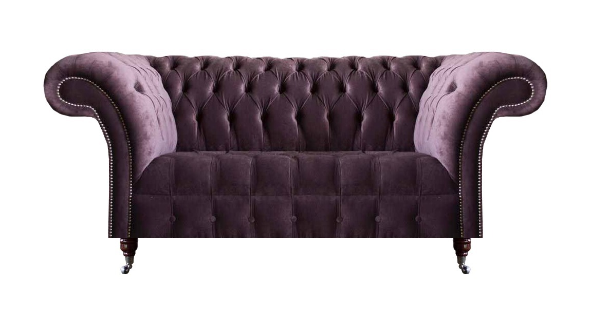 Schicker Chesterfield Lila Dreisitzer Wohnzimmer Polstercouch Edle Möbel