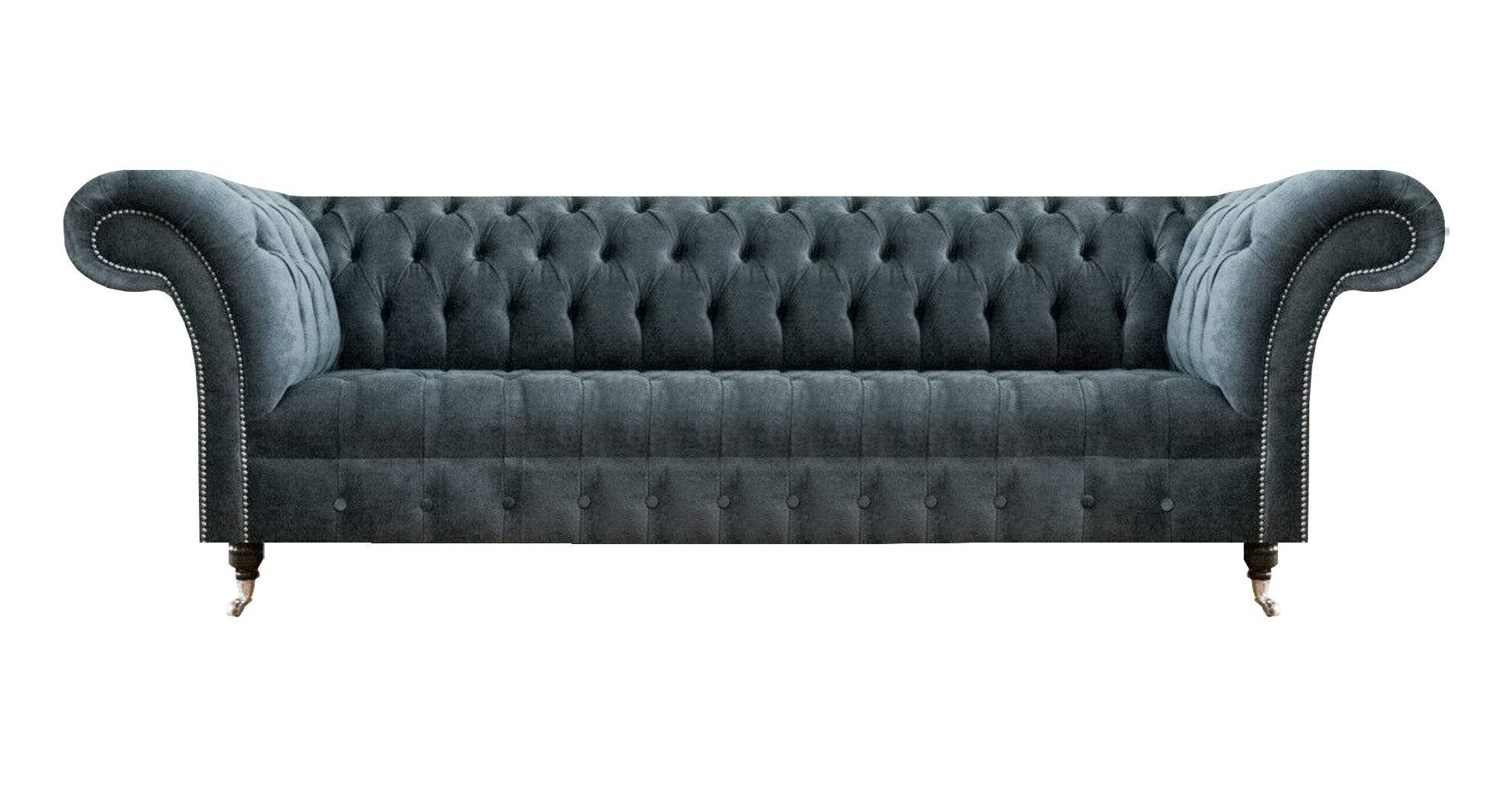 Grauer Chesterfield Viersitzer Wohnzimmer Polstercouch Designer Sofas