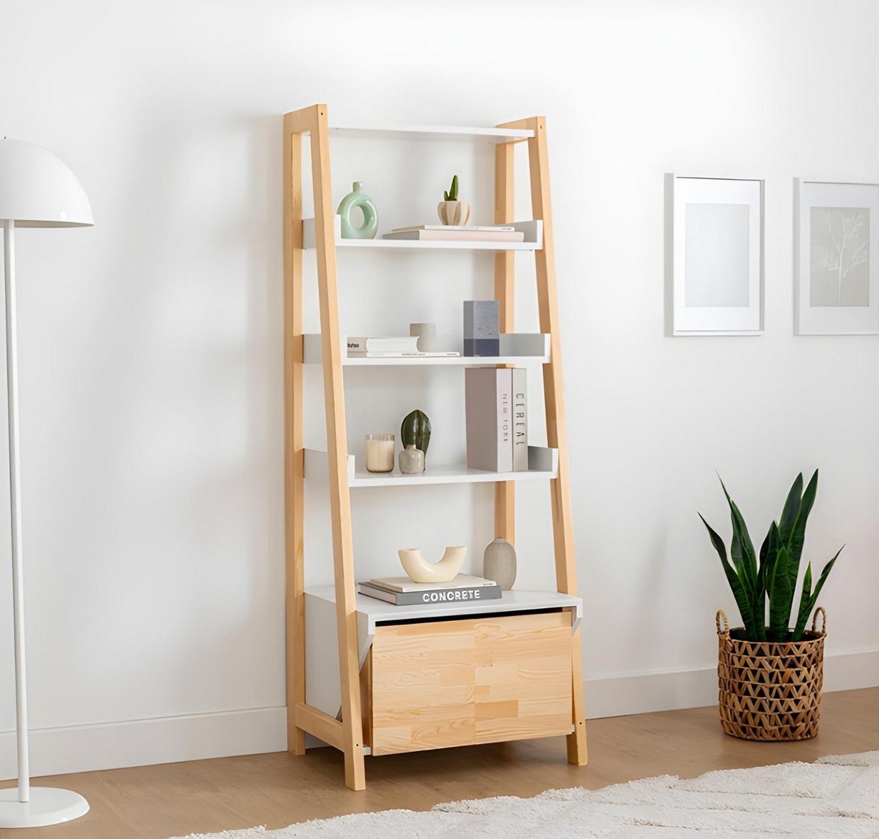 Eleganter Bücherregal Moderne Arbeitszimmer Möbel Holzgestell Regale