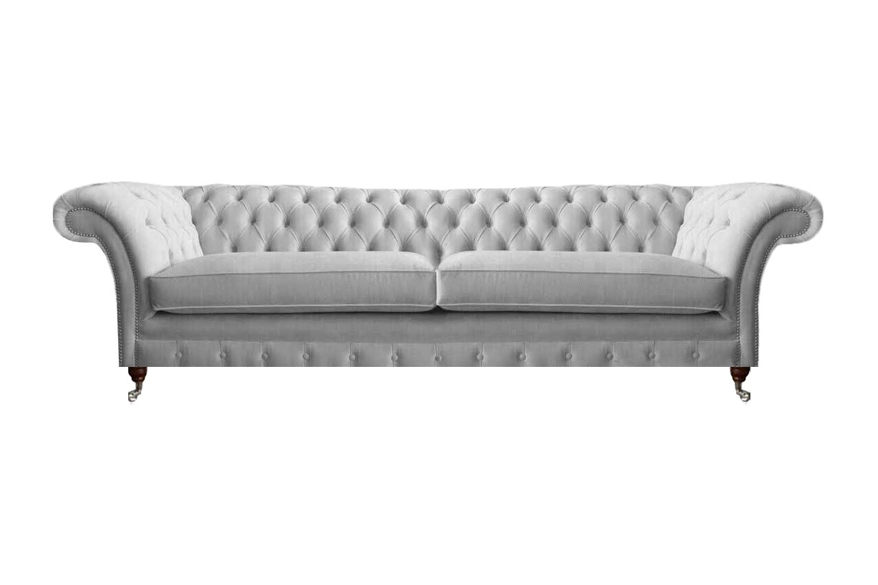 Weiße Chesterfield Stoffcouch Designer Polstermöbel Exklusives Stoffsofa