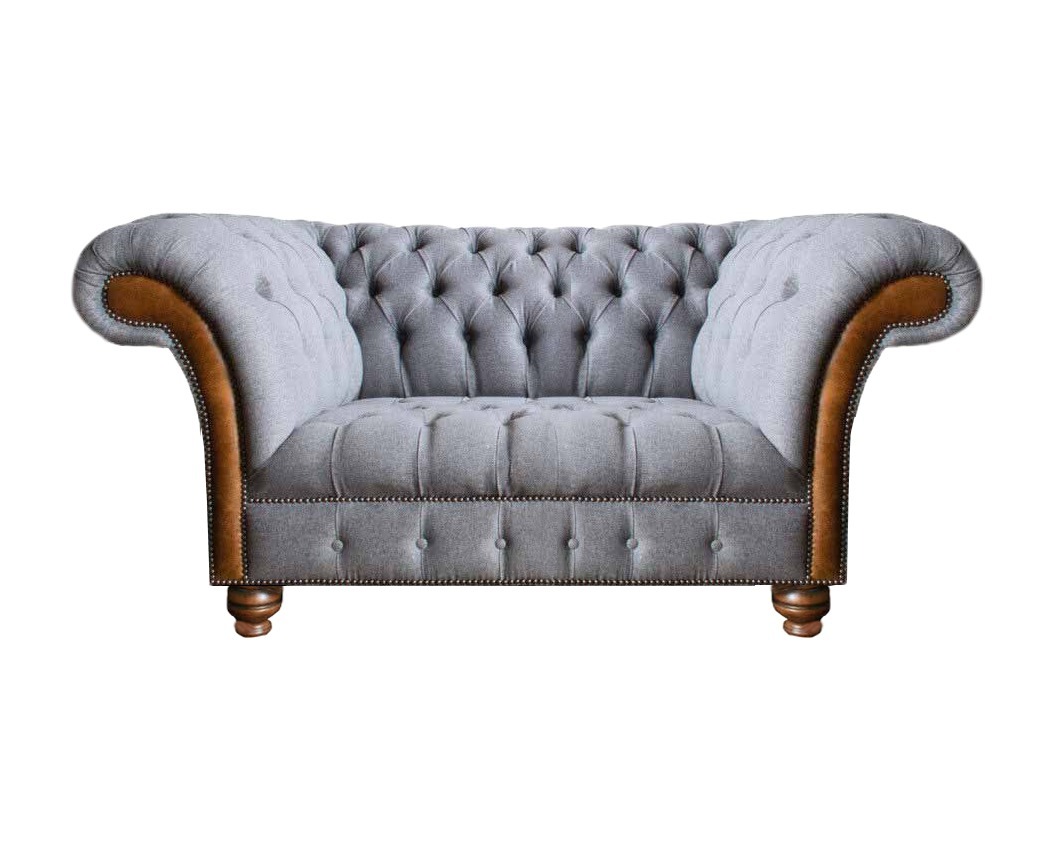 Luxus Möbel Zweisitzer Sofa Couch Chesterfield Designer Textil Wohnzimmer