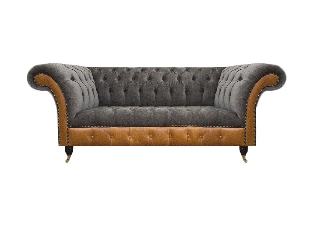 Luxuriöse Graue Chesterfield Sitzmöbel Wohnzimmer Couchen Edle Sofas