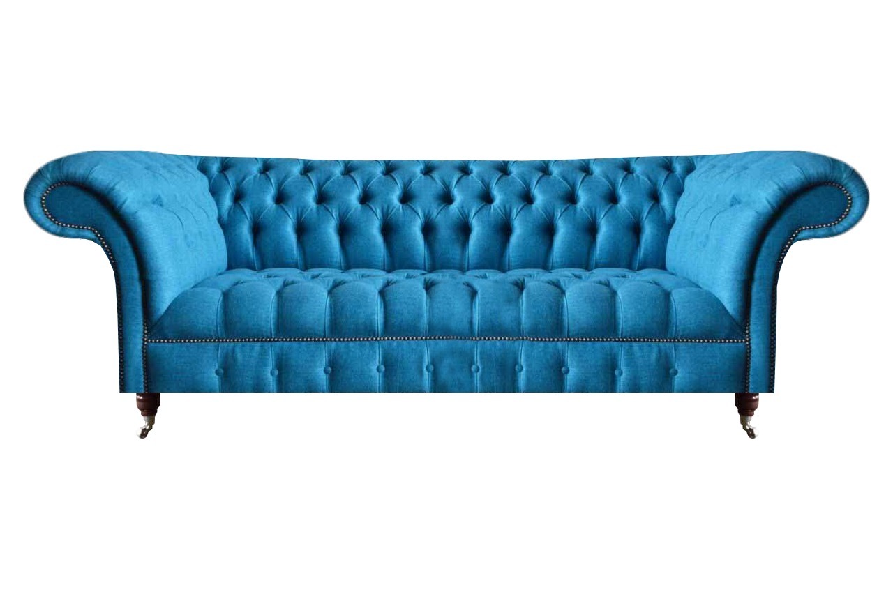 Himmelblauer Chesterfield Dreisitzer Stilvolle 3-Sitzer Moderne Couch