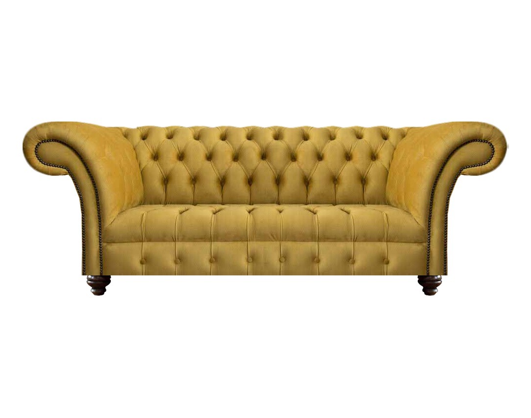 Moderne Chesterfield Gelbe 3-Sitzer Couch Edle Wohnzimmer Textil Sofas