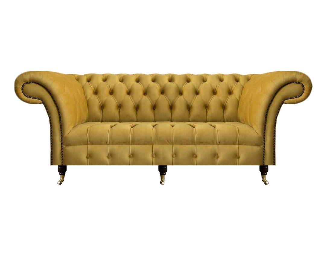 Chesterfield Luxus Möbel Dreisitzer Sofa Couch Textil Polstersofa Wohnzimmer