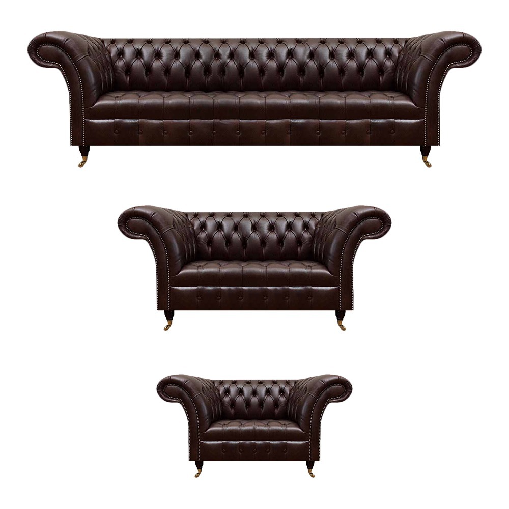 Braune Chesterfield Ledercouchen Designer Dreisitzer Viersitzer Sessel