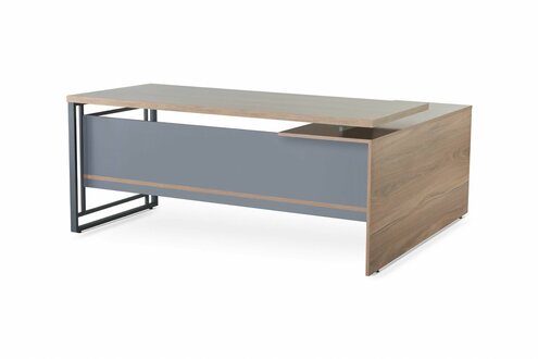 Braun-Grauer Arbeitszimmer Computertisch Designer L-Form Holz Tische