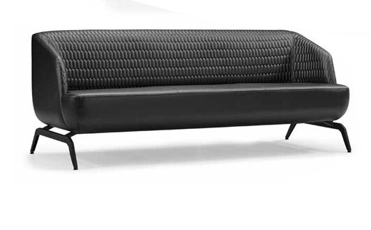 Schwarzes Ledersofa Designer 3-Sitzer Couch Wohnzimmer Sitzmöbel 3-er