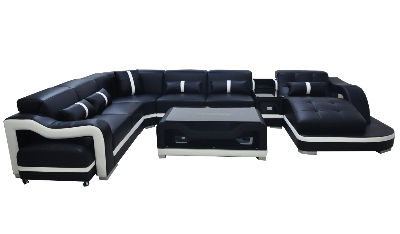 Eck Sofa Couch Polster Ecke Garnitur Leder Couchen Wohnlandschaft U Form Sofas