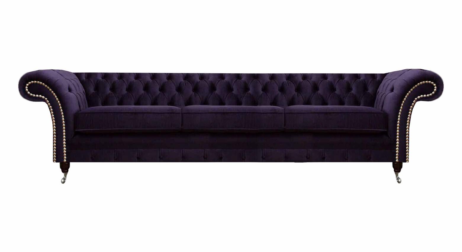 Design Chesterfield Wohnzimmer Dreisitzer Sofa Couch Lila Polstermöbel