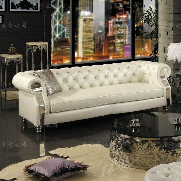 Design Chesterfield Sofagarnitur 3 Sitzer Couch Leder Polster Modern