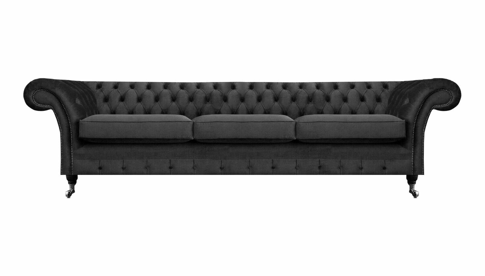 Schwarz Möbel Wohnzimmer Sofa Dreisitze Couch Chesterfield Neu Polstermöbel