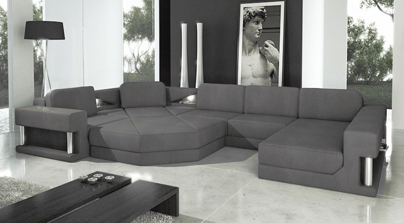 Modern Ecksofa Couch Leder Polster Garnitur Design Sofa Wohnlandschaft