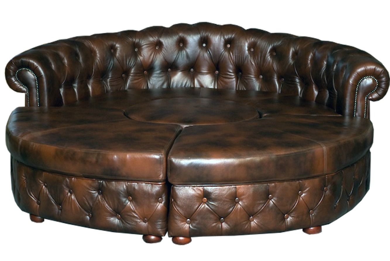 Chesterfield Rundsofa Ledersofa Runde Sofa Couch Wohnlandschaft