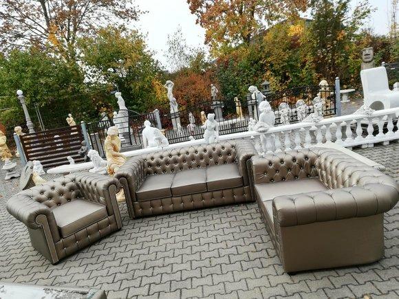 Design Chesterfield 3+2+1 Sofagarnitur Leder Sofa Set Garnitur Couch