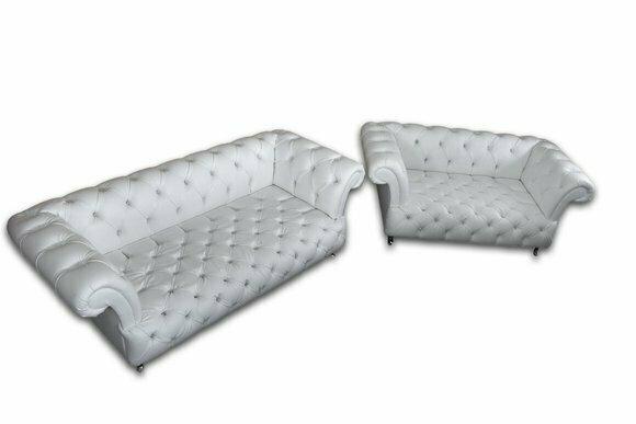 Design Chesterfield Sofagarnitur 3+1 Couch Leder Couch Polster Sofas